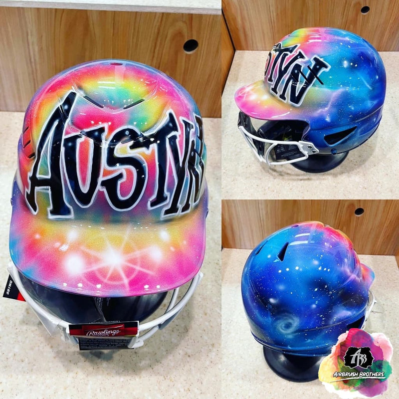 airbrush custom spray paint  Airbrush Tie Dye Design (Full Helmet) shirts hats shoes outfit  graffiti 90s 80s design t-shirts  AirbrushBrothers helmet