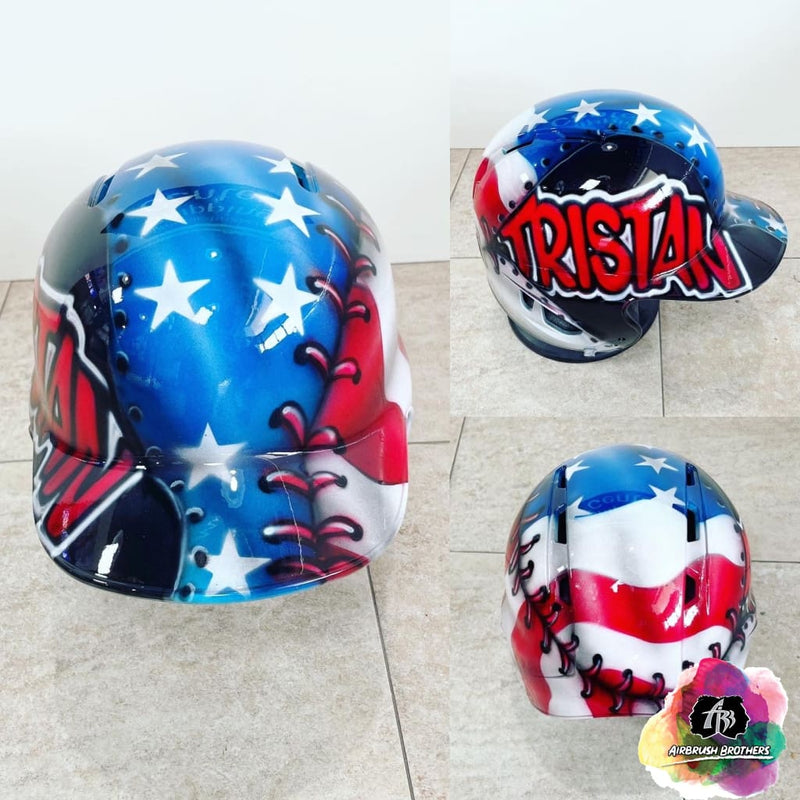 airbrush custom spray paint  Airbrush USA Flag Design (Full Helmet) shirts hats shoes outfit  graffiti 90s 80s design t-shirts  AirbrushBrothers helmet