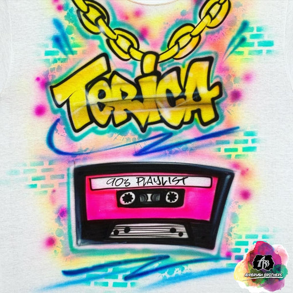 airbrush custom spray paint  Airbrush 90's Cassette Tape Shirt Design shirts hats shoes outfit  graffiti 90s 80s design t-shirts  Airbrush Brothers Shirt