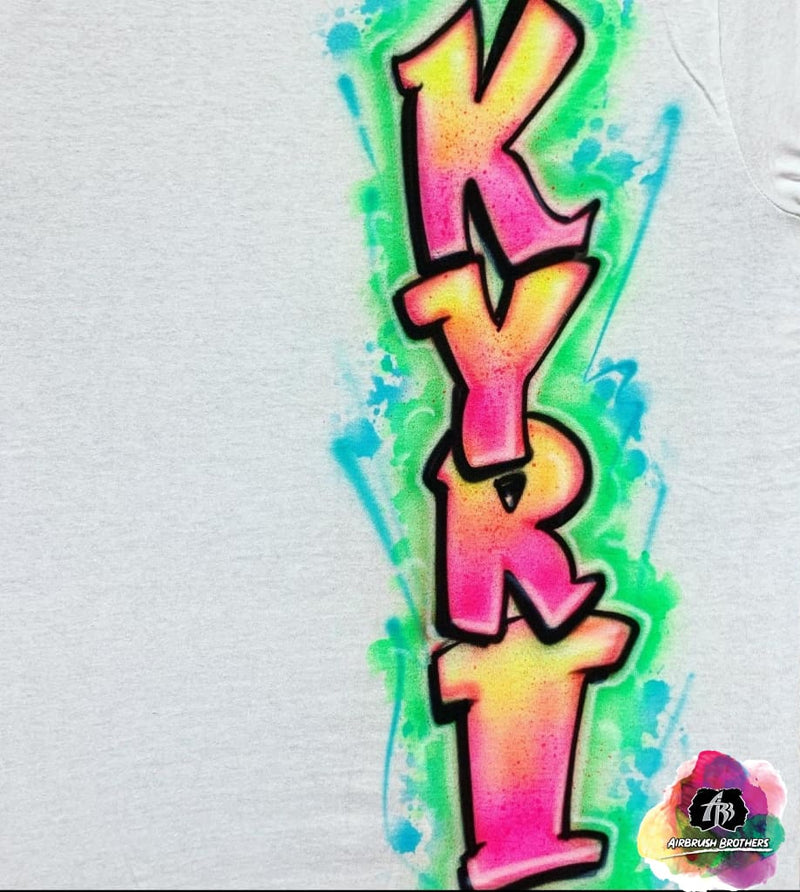 airbrush custom spray paint  Airbrush 90's Name Design shirts hats shoes outfit  graffiti 90s 80s design t-shirts  Airbrush Brothers Shirt