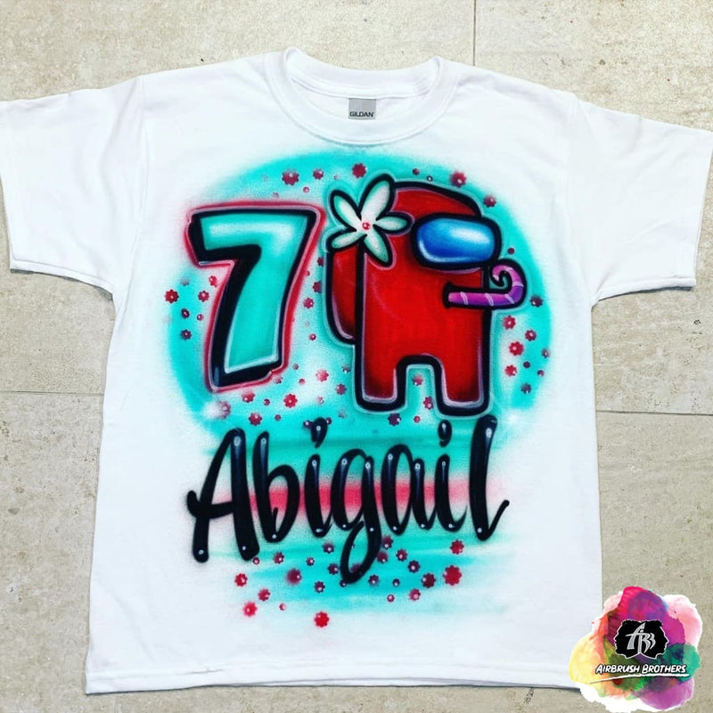 airbrush custom spray paint  Airbrush Among Us Birthday Shirt Design shirts hats shoes outfit  graffiti 90s 80s design t-shirts  Airbrush Brothers Shirt