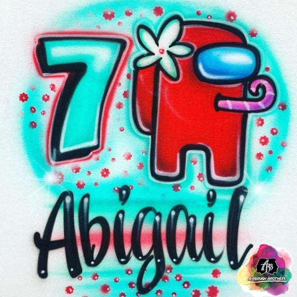 airbrush custom spray paint  Airbrush Among Us Birthday Shirt Design shirts hats shoes outfit  graffiti 90s 80s design t-shirts  Airbrush Brothers Shirt