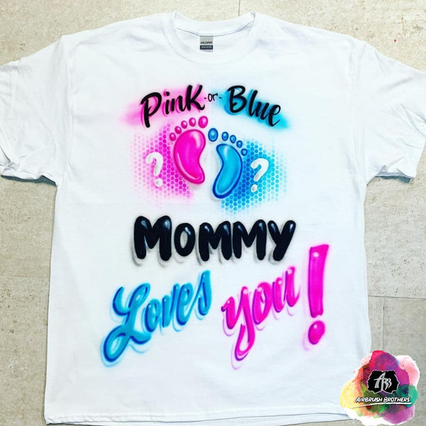 airbrush custom spray paint  Airbrush Baby Gender Reveal Checkoff Shirt Design shirts hats shoes outfit  graffiti 90s 80s design t-shirts  Airbrush Brothers Shirt