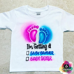 airbrush custom spray paint  Airbrush Baby Gender Reveal Checkoff Shirt Design shirts hats shoes outfit  graffiti 90s 80s design t-shirts  Airbrush Brothers Shirt