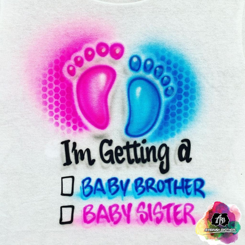 airbrush custom spray paint  Airbrush Baby Gender Reveal Checkoff Shirt Design shirts hats shoes outfit  graffiti 90s 80s design t-shirts  Airbrush Brothers Shirt