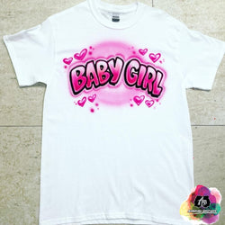 airbrush custom spray paint  Airbrush Baby Girl w/ Hearts Shirt Design shirts hats shoes outfit  graffiti 90s 80s design t-shirts  Airbrush Brothers Shirt