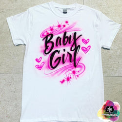 airbrush custom spray paint  Airbrush Baby Girl w/ Hearts Shirt Design shirts hats shoes outfit  graffiti 90s 80s design t-shirts  Airbrush Brothers Shirt