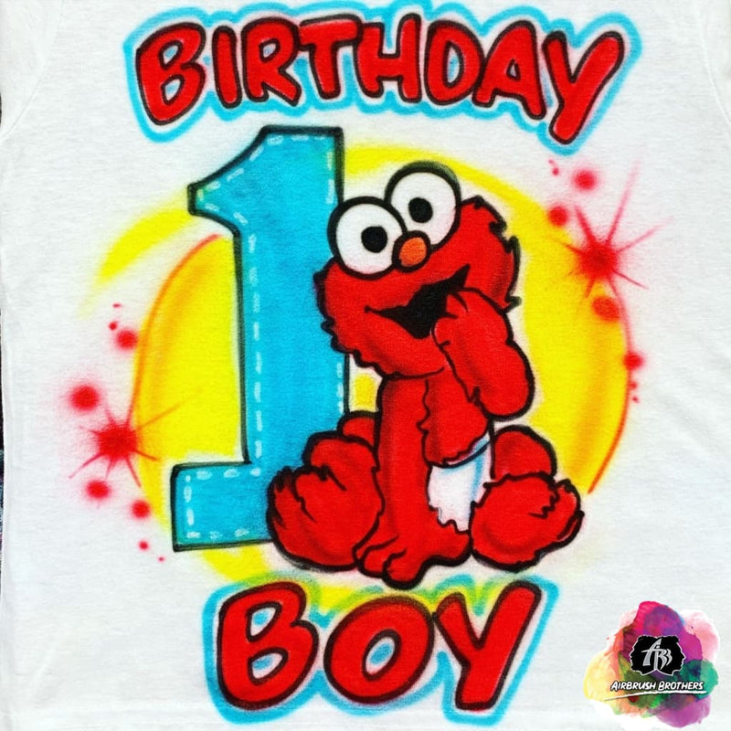 airbrush custom spray paint  Airbrush Birthday Boy Elmo Shirt Design shirts hats shoes outfit  graffiti 90s 80s design t-shirts  Airbrush Brothers Shirt