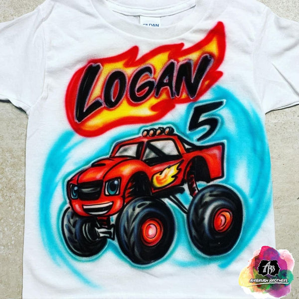 truck monster t-shirt custom airbrush birthday shirts