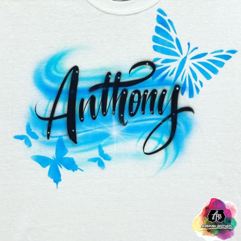 airbrush custom spray paint  Airbrush Butterflies Shirt Design shirts hats shoes outfit  graffiti 90s 80s design t-shirts  Airbrush Brothers Shirt