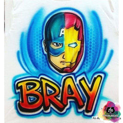 Airbrush Captain America and Iron Man Shirt Design custom airbrush t-shirt online