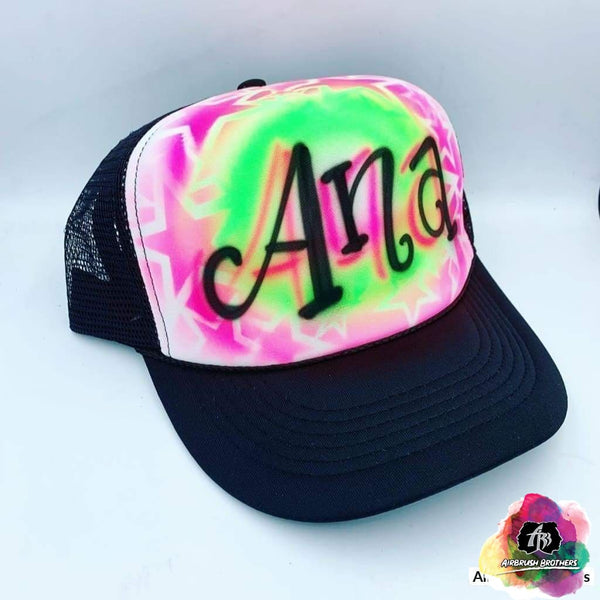 airbrush custom spray paint Airbrush Hat Graffiti Bubble Design shirts hats shoes outfit graffiti 90s 80s design t-shirts Airbrush Brothers Hats