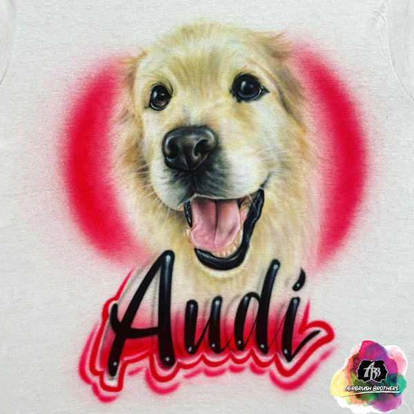 airbrush custom spray paint  Airbrush Dog Portrait w/ Name Design shirts hats shoes outfit  graffiti 90s 80s design t-shirts  Airbrush Brothers Shirt