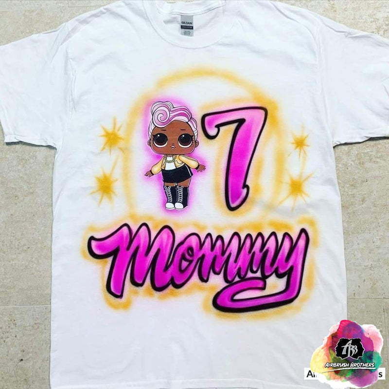 custom airbrush birthday shirts  Airbrush Doll Cartoon Design