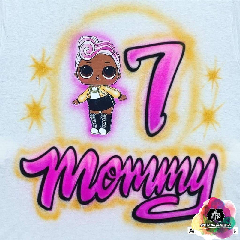 custom airbrush birthday shirts Airbrush Doll Cartoon Design