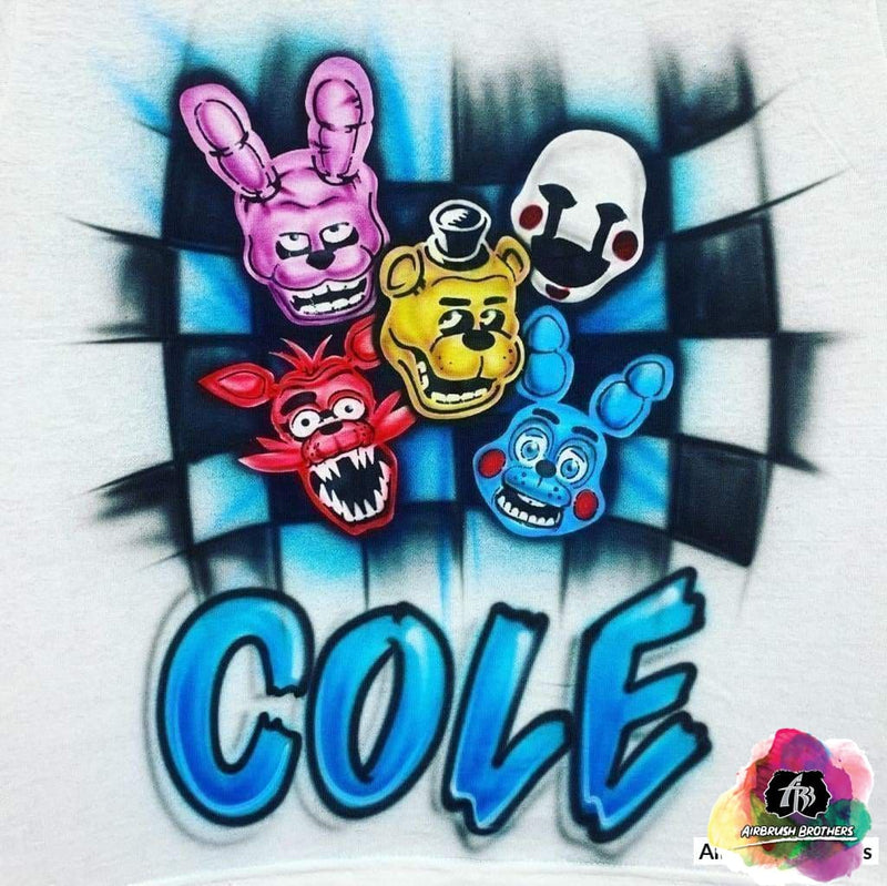 Airbrush Five Nights At Freddy's Block Shirt Design