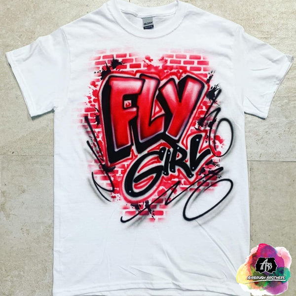 airbrush custom spray paint  Airbrush Fly Girl Brick Shirt Design shirts hats shoes outfit  graffiti 90s 80s design t-shirts  Airbrush Brothers Shirt