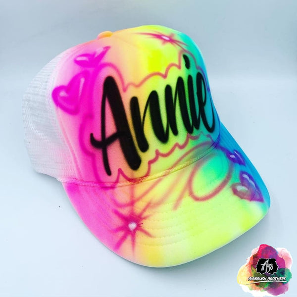 airbrush custom spray paint Airbrush Hat Graffiti Bubble Design shirts hats shoes outfit graffiti 90s 80s design t-shirts Airbrush Brothers Hats