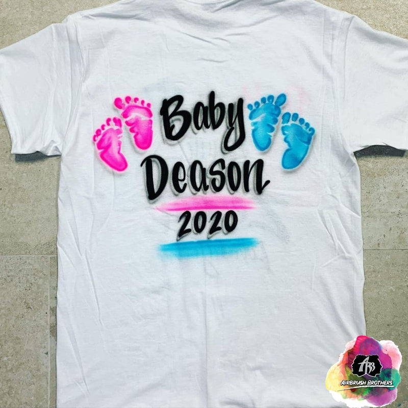 Airbrush Gender Reveal Baby Feet Shirt Design