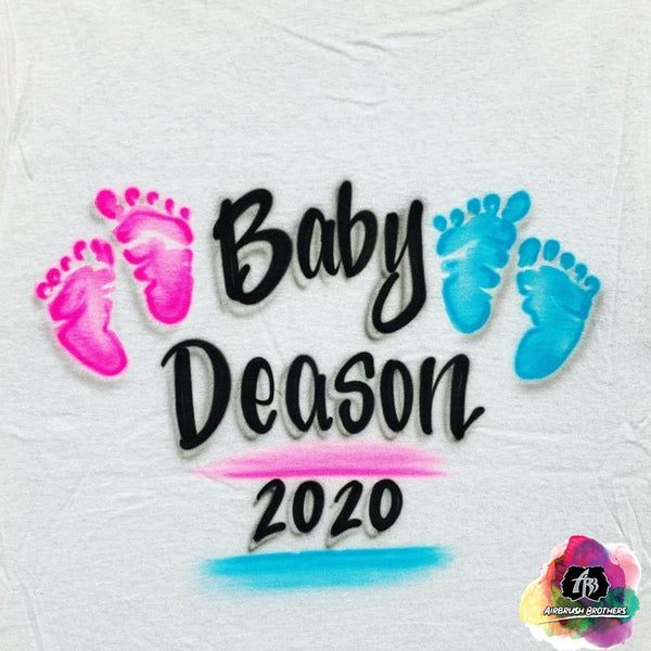 Airbrush Gender Reveal Baby Feet Shirt Design