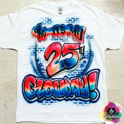 airbrush custom spray paint  Airbrush Glowday Birthday Shirt Design shirts hats shoes outfit  graffiti 90s 80s design t-shirts  Airbrush Brothers Shirt