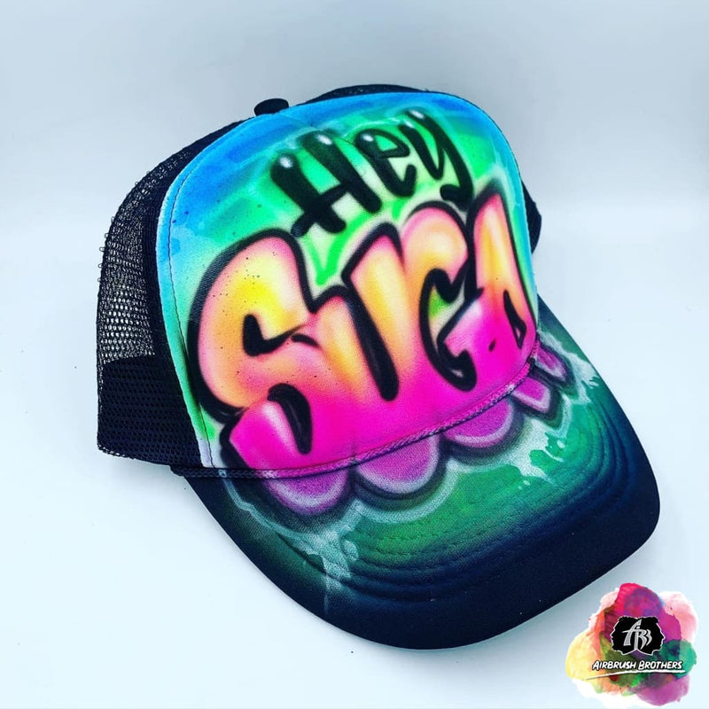 airbrush custom spray paint  Airbrush Graffiti Hat Design shirts hats shoes outfit  graffiti 90s 80s design t-shirts  Airbrush Brothers Hats