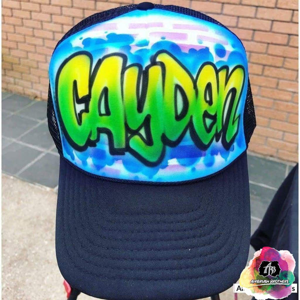 airbrush custom spray paint  Airbrush Hat Graffiti Bubble Design shirts hats shoes outfit  graffiti 90s 80s design t-shirts  Airbrush Brothers Hats