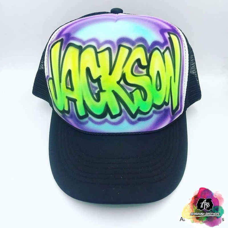 airbrush custom spray paint Airbrush Hat Graffiti Bubble Design shirts hats shoes outfit graffiti 90s 80s design t-shirts Airbrush Brothers Hats