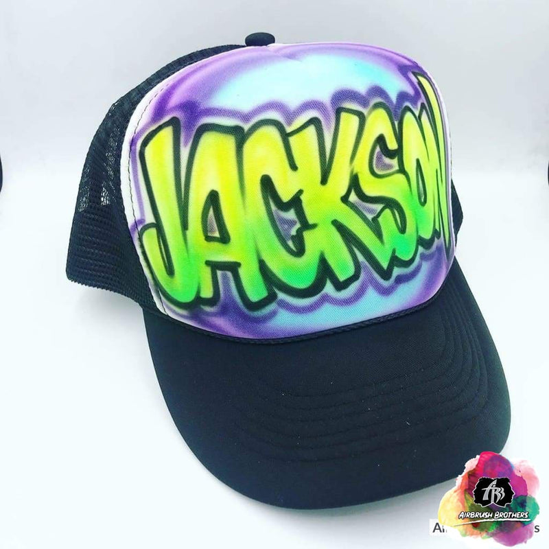 airbrush custom spray paint Airbrush Hat Graffiti Bubble Design shirts hats shoes outfit graffiti 90s 80s design t-shirts Airbrush Brothers Hats