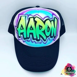 airbrush custom spray paint Airbrush Hat Graffiti Bubble Design shirts hats shoes outfit graffiti 90s 80s design t-shirts Airbrush Brothers Hats