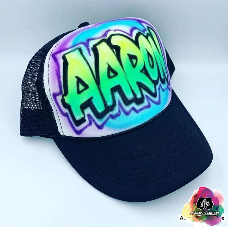 airbrush custom spray paint Airbrush Hat Graffiti Bubble Design shirts hats shoes outfit graffiti 90s 80s design t-shirts Airbrush Brothers Hats