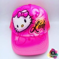 airbrush custom spray paint  Airbrush Hello Kitty Hat Design shirts hats shoes outfit  graffiti 90s 80s design t-shirts  Airbrush Brothers Hats