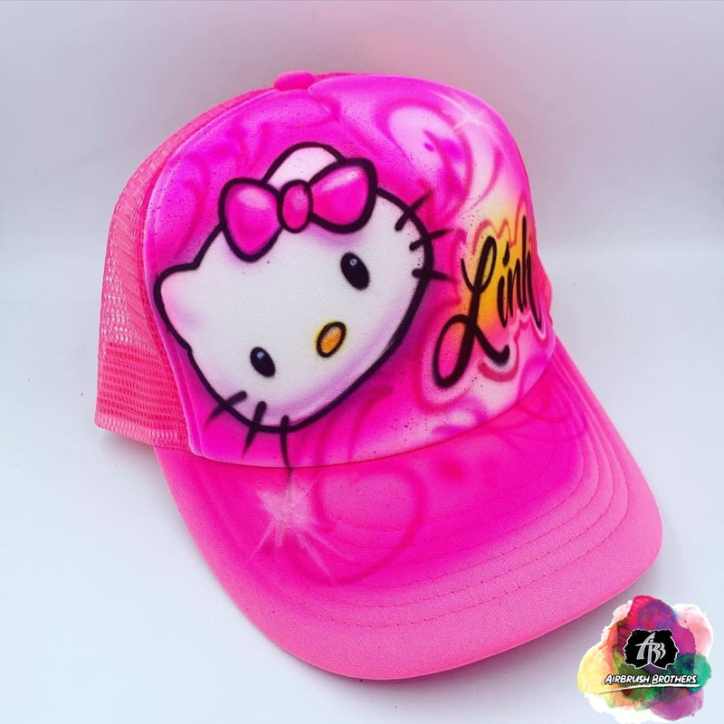 airbrush custom spray paint  Airbrush Hello Kitty Hat Design shirts hats shoes outfit  graffiti 90s 80s design t-shirts  Airbrush Brothers Hats