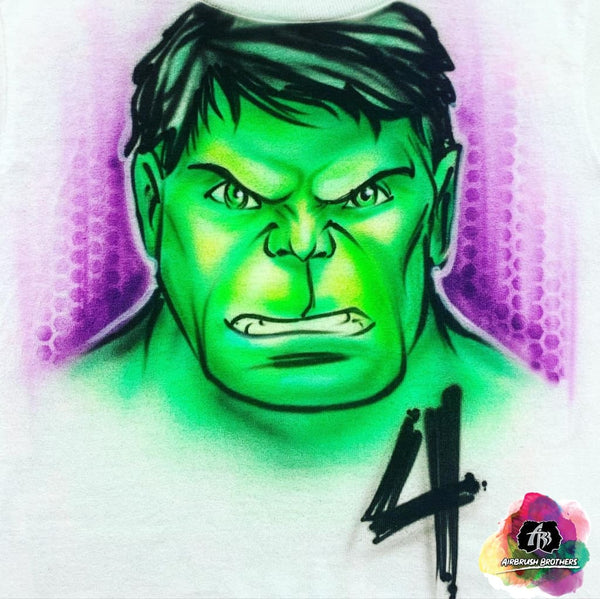 airbrush custom spray paint  Airbrush Hulk Face Birthday Design shirts hats shoes outfit  graffiti 90s 80s design t-shirts  Airbrush Brothers Shirt