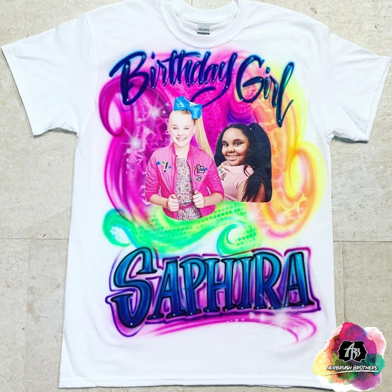 airbrush custom spray paint  Airbrush Jojo Siwa Birthday Girl Shirt Design shirts hats shoes outfit  graffiti 90s 80s design t-shirts  Airbrush Brothers Shirt