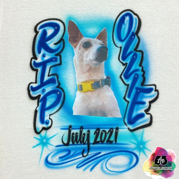 airbrush custom spray paint  Airbrush Memorial Pet Shirt Design shirts hats shoes outfit  graffiti 90s 80s design t-shirts  Airbrush Brothers Shirt