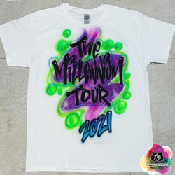 airbrush custom spray paint  Airbrush Millenium Tour Shirt Design shirts hats shoes outfit  graffiti 90s 80s design t-shirts  Airbrush Brothers Shirt