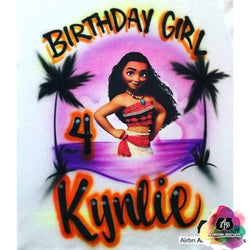 airbrush custom spray paint  Airbrush Moana Birthday Girl Shirt Design shirts hats shoes outfit  graffiti 90s 80s design t-shirts  AirbrushBrothers Shirt