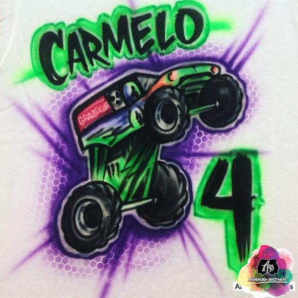 monster truck t-shirt  custom airbrush birthday shirts Airbrush Monster Truck Scratch Shirt Design