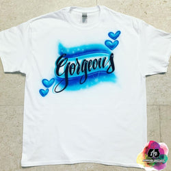 airbrush custom spray paint  Airbrush Name w/ Hearts Shirt Design shirts hats shoes outfit  graffiti 90s 80s design t-shirts  Airbrush Brothers Shirt