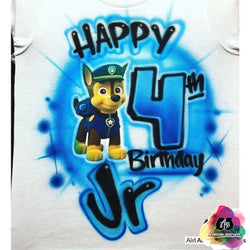 custom airbrush birthday shirts paw petrol chase t-shirt Airbrush Paw Patrol-Chase Design