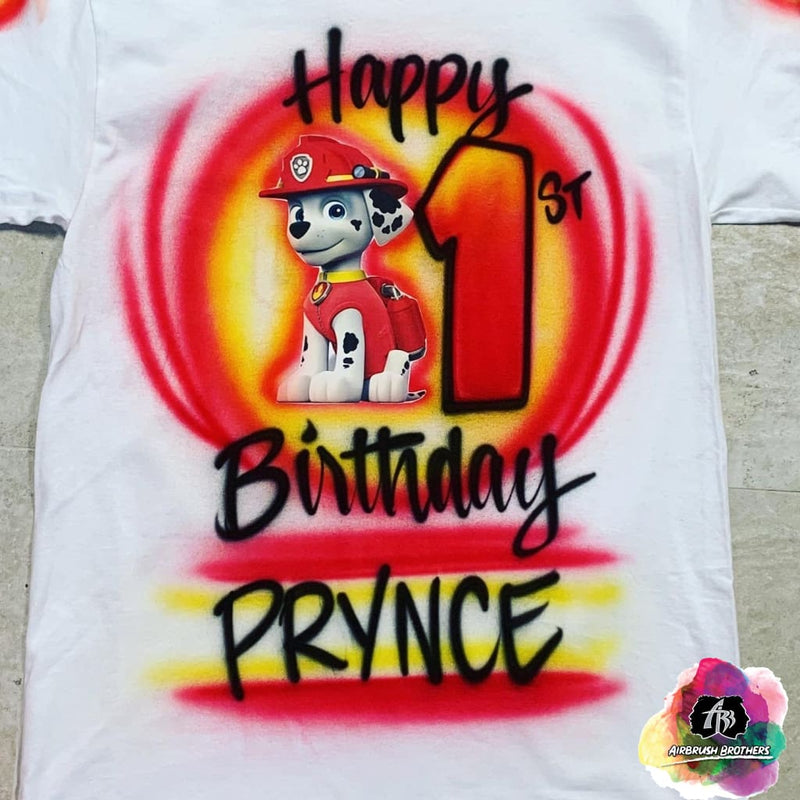 custom airbrush birthday shirts Airbrush Paw Patrol  Marshall Birthday Design