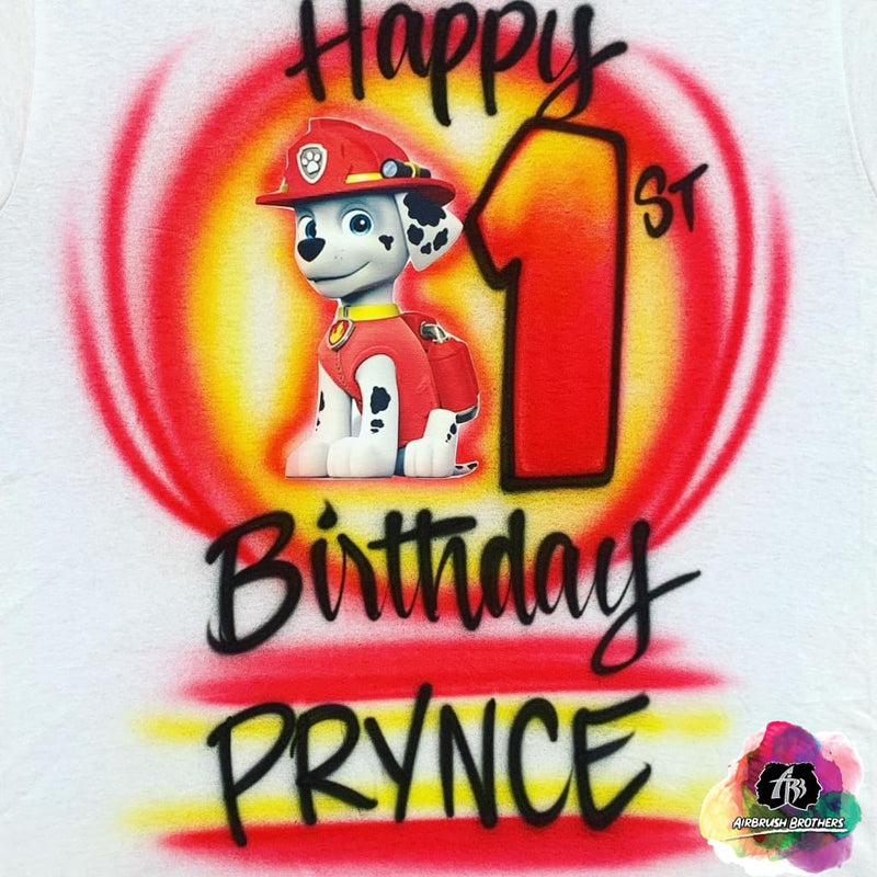 custom airbrush birthday shirts Airbrush Paw Patrol  Marshall Birthday Design