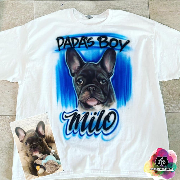 airbrush custom spray paint  Airbrush Pet Portrait Design shirts hats shoes outfit  graffiti 90s 80s design t-shirts  Airbrush Brothers Shirt