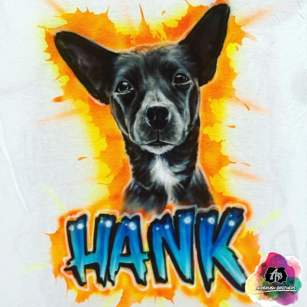 airbrush custom spray paint  Airbrush Pet Splatter Portrait Design shirts hats shoes outfit  graffiti 90s 80s design t-shirts  Airbrush Brothers Shirt