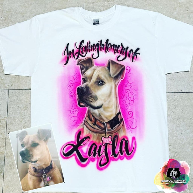 airbrush custom spray paint  Airbrush Pet w/ Swirls Portrait Design shirts hats shoes outfit  graffiti 90s 80s design t-shirts  Airbrush Brothers Shirt