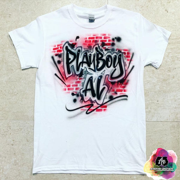 airbrush custom spray paint  Airbrush Playboy Shirt Design shirts hats shoes outfit  graffiti 90s 80s design t-shirts  Airbrush Brothers Shirt