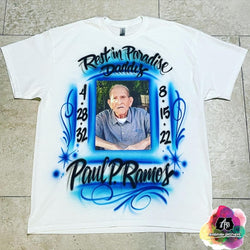 airbrush custom spray paint  Airbrush Rest in Paradise Daddy Shirt Design shirts hats shoes outfit  graffiti 90s 80s design t-shirts  AirbrushBrothers Shirt