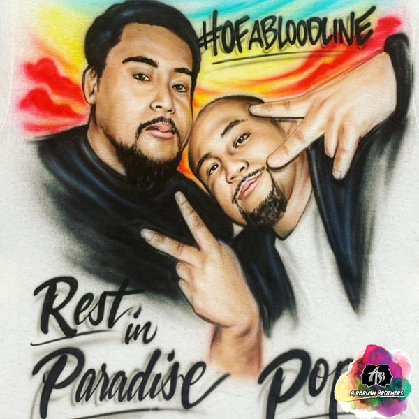 airbrush custom spray paint  Airbrush Rest In Paradise Portrait Shirt Design shirts hats shoes outfit  graffiti 90s 80s design t-shirts  AirbrushBrothers Shirt