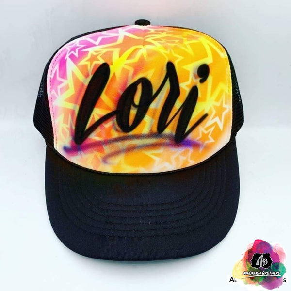 airbrush custom spray paint Airbrush Hat Graffiti Bubble Design shirts hats shoes outfit graffiti 90s 80s design t-shirts Airbrush Brothers Hats